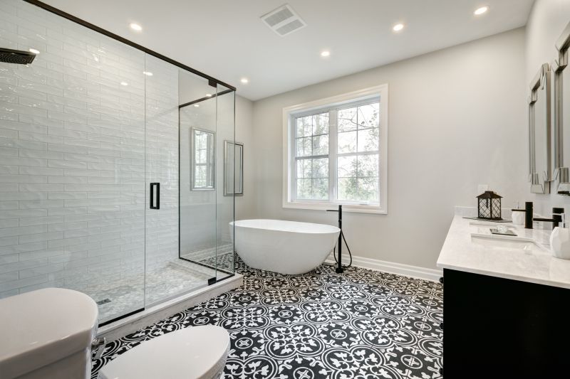 Open Concept Shower with Textured Wall